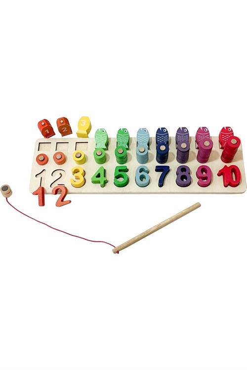 Hamaha Wooden Toys Ahşap Eğitici Geliştirici Oyuncak Logaritma Oltalı Balık Tutma Sayı Dizilişleri HMH-710