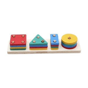 Hamaha Wooden Toys 4 Lü Uzun Geometrik Yerli Boyalı HMH-062