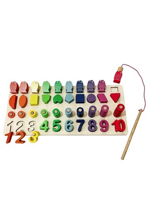 Hamaha Wooden Toys Ahşap Eğitici Oyuncak Geometrik Logaritma Oltalı Balık Tutma Sayı Dizilişleri HMH-703